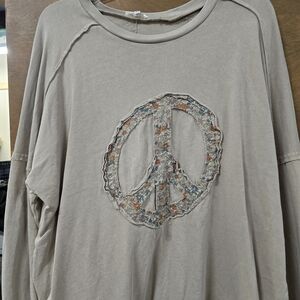 Easel Taupe Peace Sign Sweatshirt